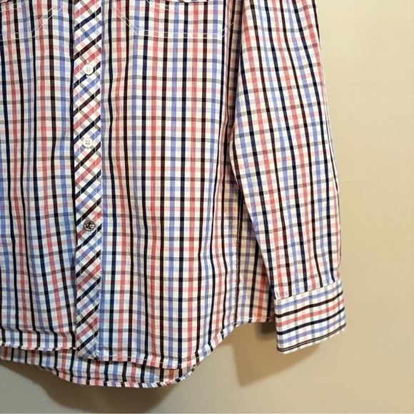 English Laundry White Blue & Red Plaid Cotton Button-Up Dress Shirt – Large EUC - Picture 10 of 14